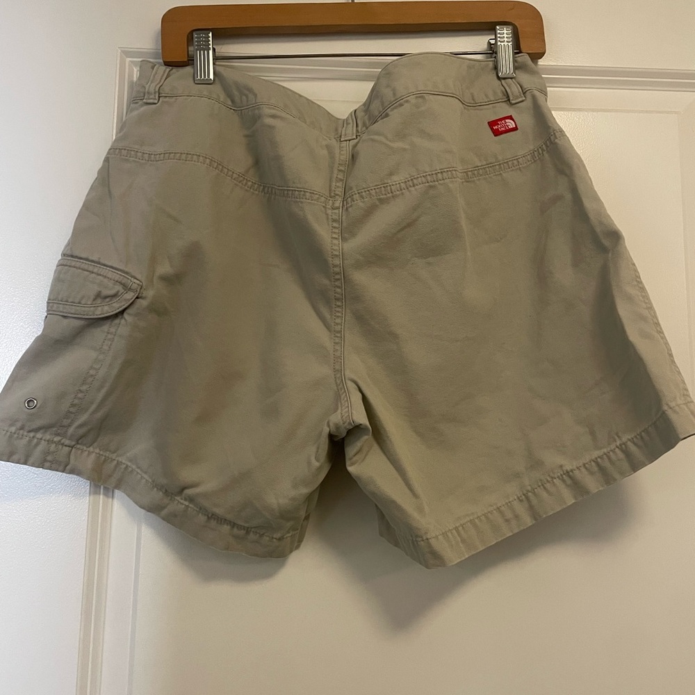 The North face cargo shorts. Khaki color women’s size 14